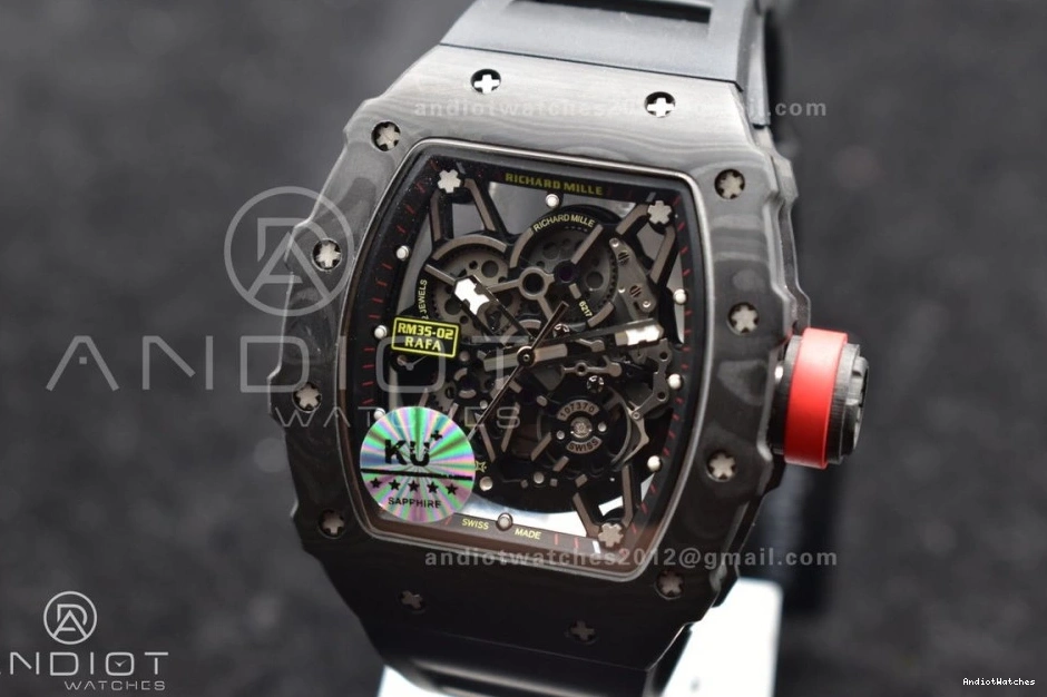 Black MIYOTA Best KUF Dial Strap Rubber Edition Red 1026 RM035-02 Skeleton Supportive on 0514